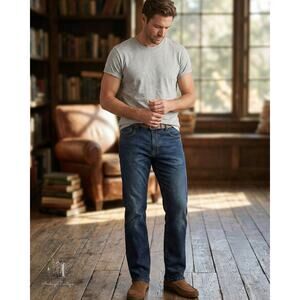 Urban Star Mens 38x30 Jeans Relaxed Fit Straight Leg Dark Wash Blue Stretch